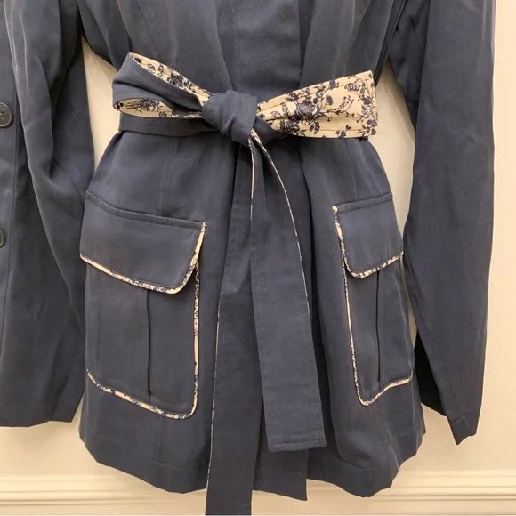 Laurie Felt Belted Utility Jacket with Contrast
Print Detai Indigo Sz 8 - Picture 5 of 12